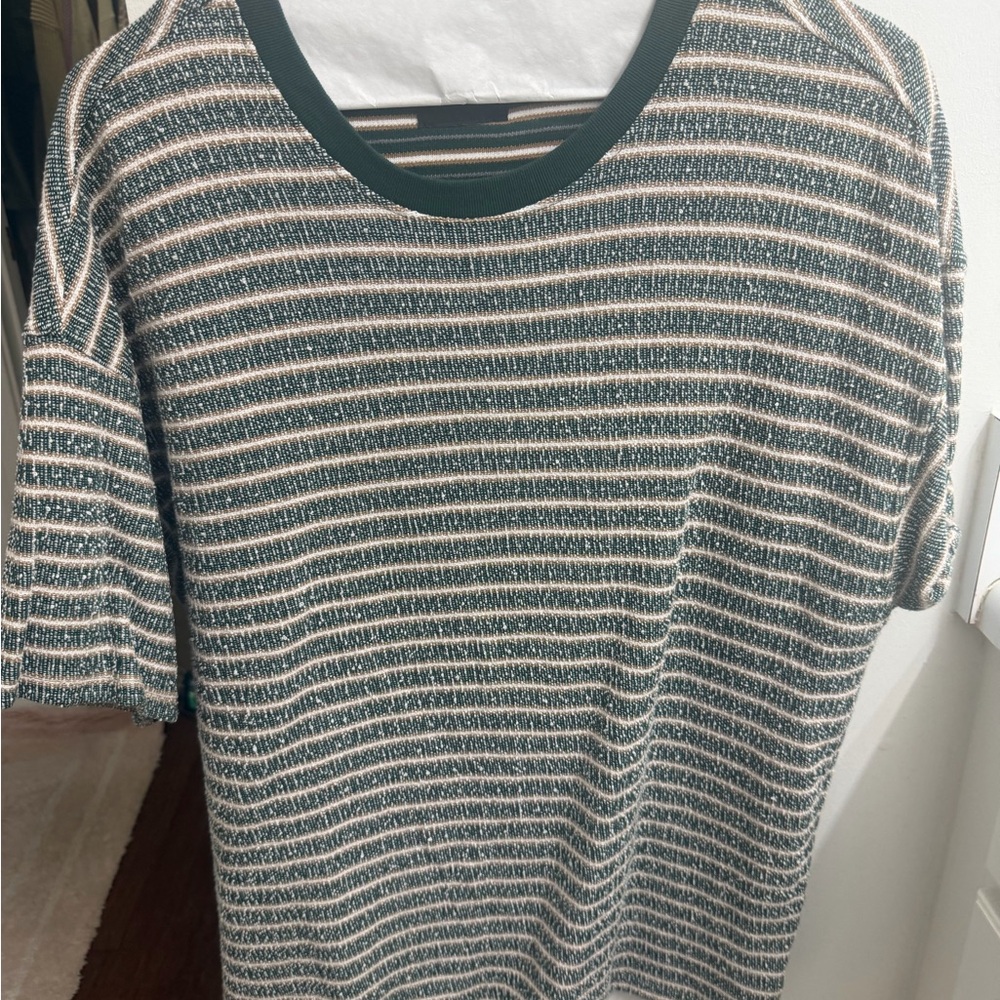 PacSun Green, White, and Brown Striped Knit Top